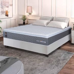 Conjunto Box Branco Argel Cinza Espuma D33 Casal 138x188x67 - King House
