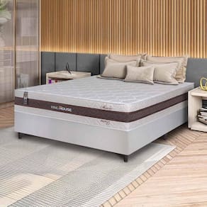 Conjunto Box Branco Mali Bege Molas Ensacadas Casal 138x188x70 - King House