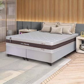 Conjunto Box Branco Mali Bege Molas Ensacadas King 193x203x70 - King House
