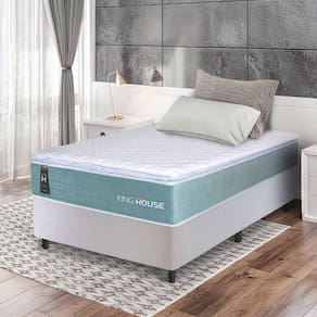 Conjunto Box Branco Lagos Verde Molas Ensacadas Solteiro 96x203x66 - King House