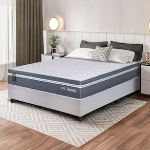Conjunto Box Branco Cairo Cinza Molas Ensacadas Casal 138x188x64 - King House