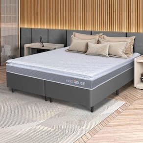 Conjunto Box Cinza Durban Cinza Espuma D28 Queen 158x198x57 - King House