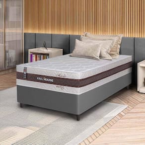 Conjunto Box Cinza Mali Bege Molas Ensacadas Solteiro 88x188x70 - King House