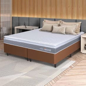Conjunto Box Marrom Durban Cinza Espuma D28 Queen 158x198x57 - King House