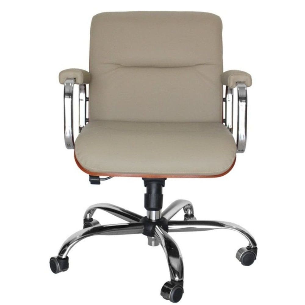 Cadeira Eames único para Escritório com Rodinhas Anti Risco da Linha Capa em Madeira Bege