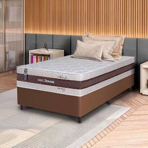Conjunto Box Marrom Mali Bege Molas Ensacadas Solteiro 96x203x70 - King House