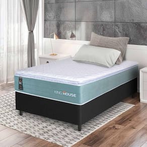Conjunto Box Preto Lagos Verde Molas Ensacadas Solteiro 88x188x66 - King House