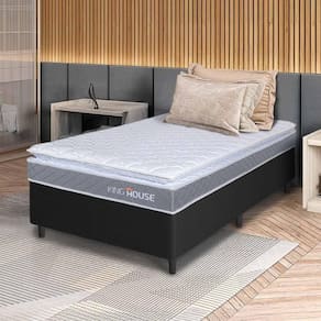 Conjunto Box Preto Durban Cinza Espuma D28 Solteiro 96x203x57 - King House