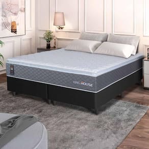 Conjunto Box Preto Argel Cinza Espuma D33 Queen 158x198x67 - King House
