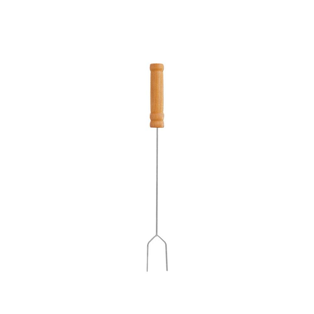 Garfo para Churrasco Aço Cromado Cabo Madeira 1un