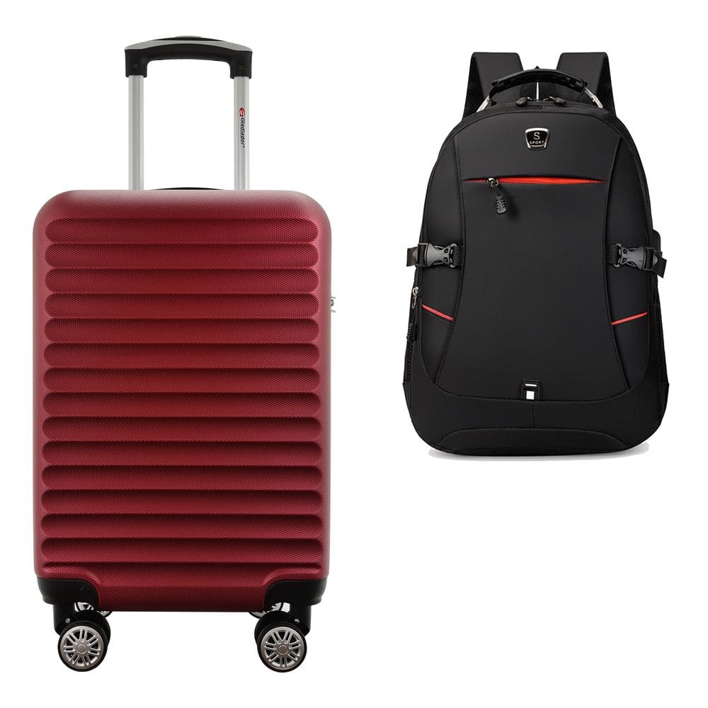Kit Mala de Bordo 10kg Expansiva Viagem Rígida ABS Rodas 360 Duplas Cadeado Segredo Gladiador B1MB com Mochila Executiva