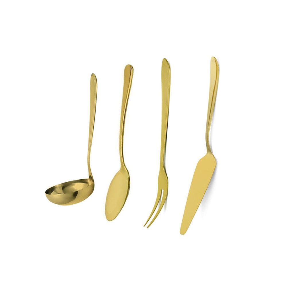 Concha Garfo Colher Espatula Utensilio Dourado Talheres Inox