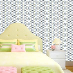Papel Parede Círculos Azul Autocolante Lavável Sala Quarto