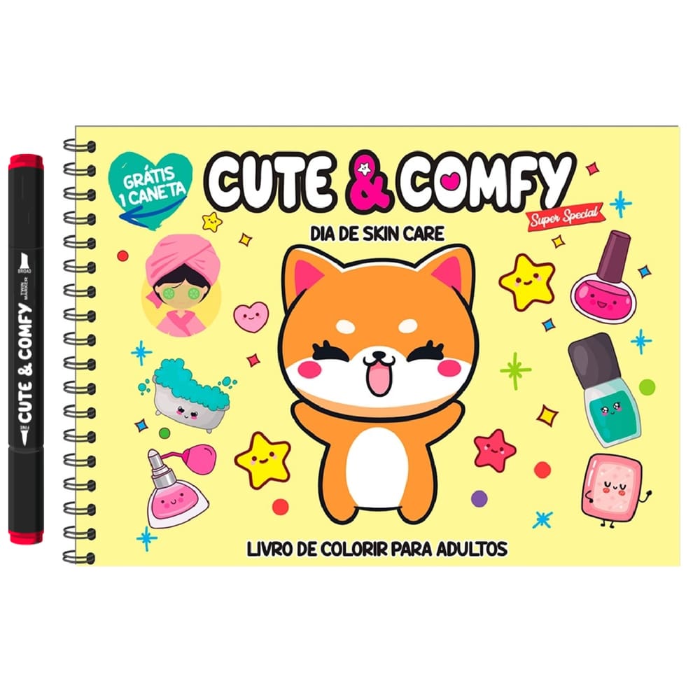 Cute & Comfy Super Special Edição 01 - Livro de Colorir Adulto - Dia de Skin Care - Espiral com Caneta