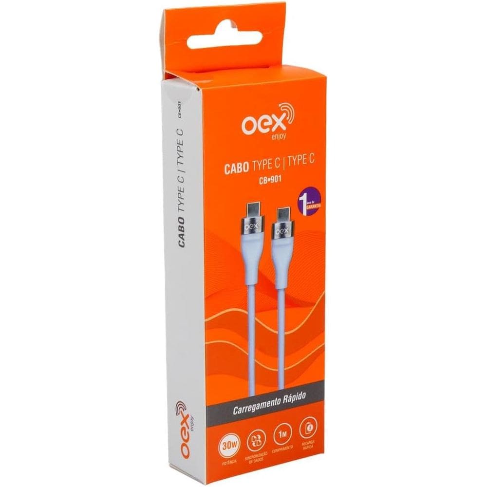CABO TYPE-C x TYPE C 30W 1m CB901 BRANCO 50.0020 OEX