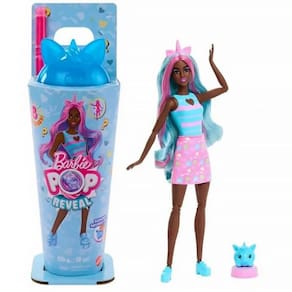 Boneca Barbie Pop Reveal Series Surpresas Animaizinhos Unicórnio Azul JCN85 JCN86 - Mattel