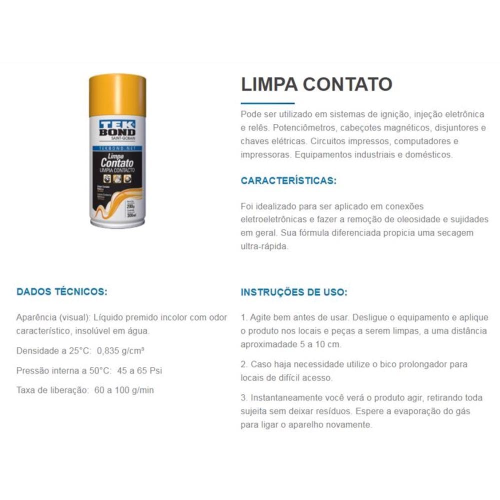 Limpa Contato Elétrico Eletrônico Spray Aerosol 300 Ml