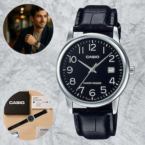 Relógio Casio Masculino MTPV002L1BUDF Pulseira de Couro Preto Estilo Elegante Clássico Social Casual Resistente Água