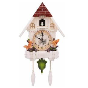 Relogio Musical Cuco Estilo Retro Classico Com Pendulo Passaro Decorativo Luco Branco
