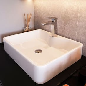 Cuba de Apoio para Banheiro/lavabo Cerâmica Quadrada 40 Cm Branco Brilho