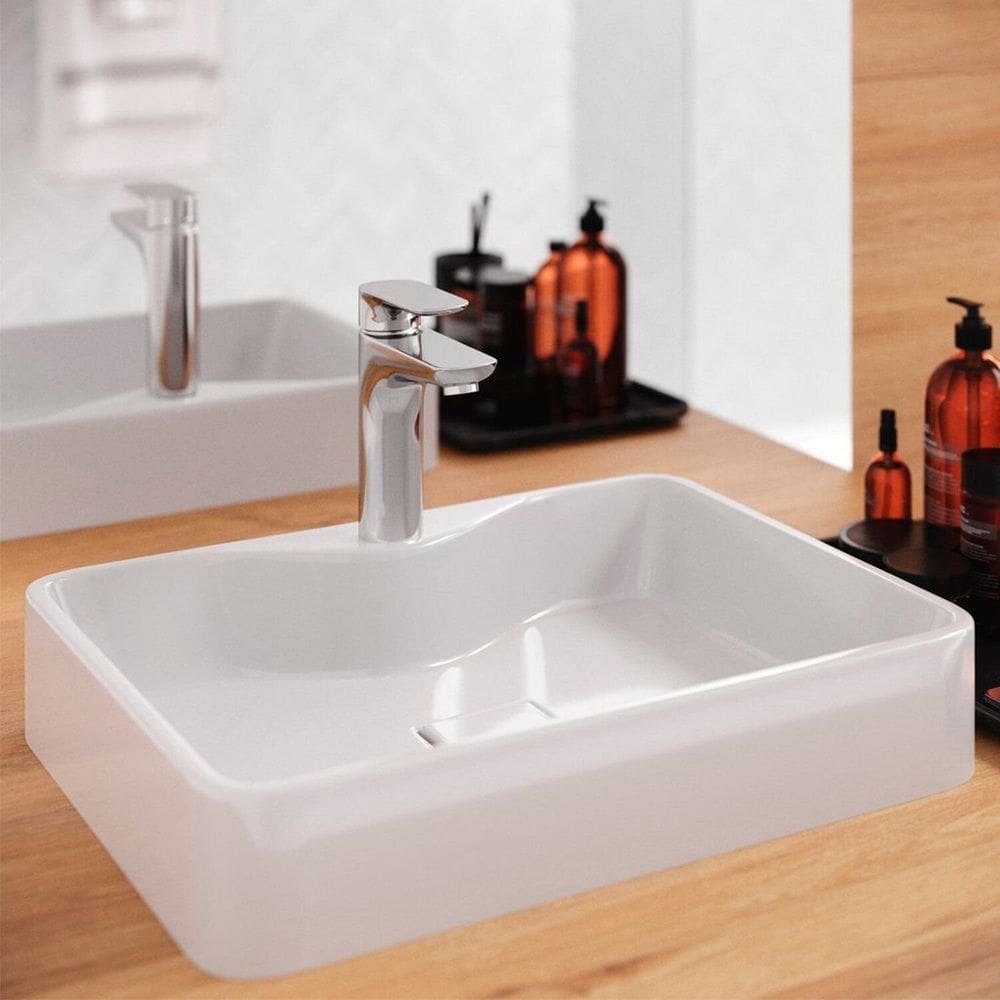 Cuba de Apoio para Banheiro/lavabo Cerâmica Quadrada 48 Cm Branco Brilho