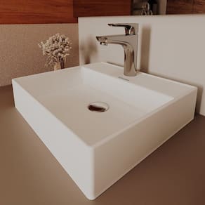 Cuba de Apoio para Banheiro/lavabo Cerâmica Quadrada 34 Cm Branco Brilho