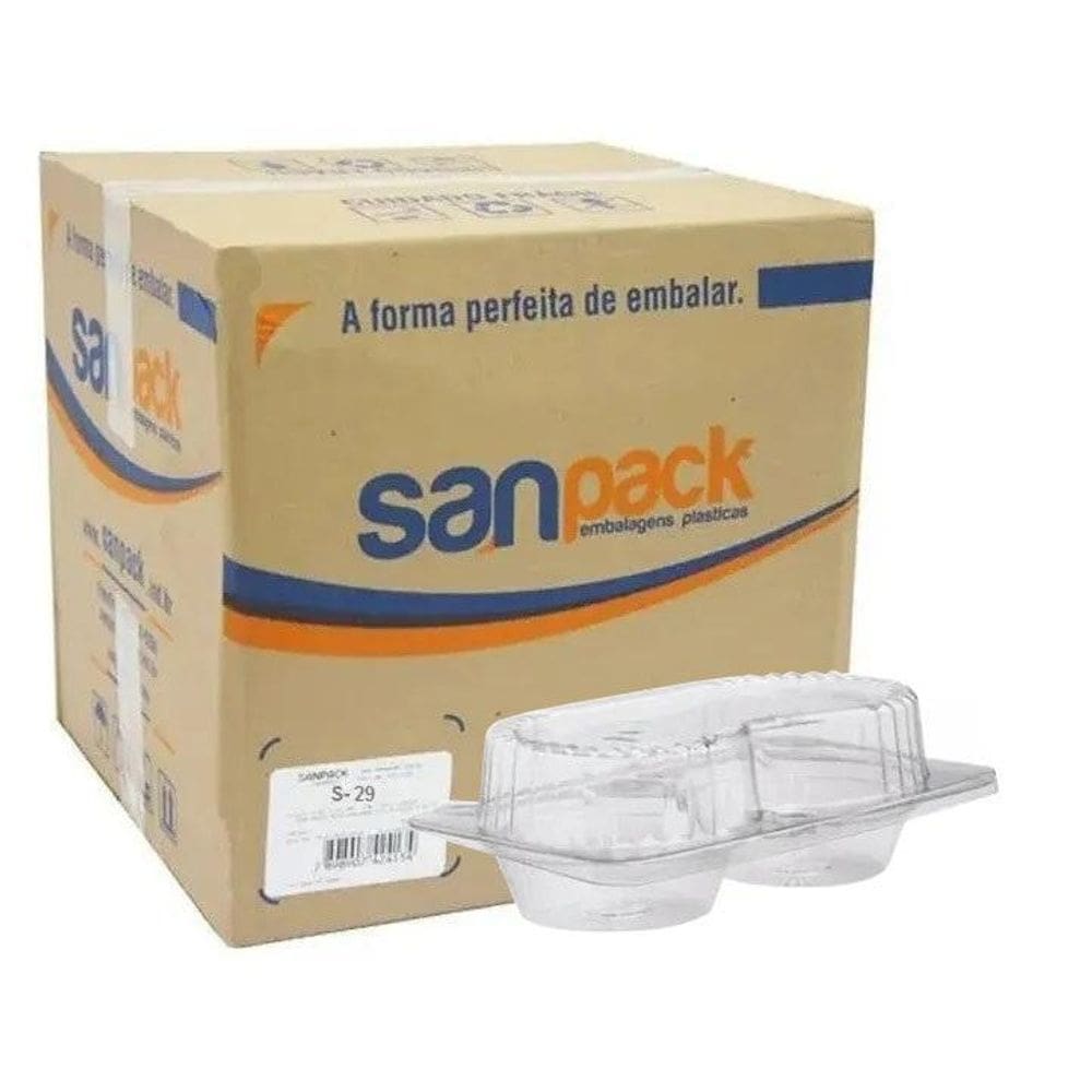 Embalagem Pet Para 2 Doces Retangular Sanpack S-29C 1Cx