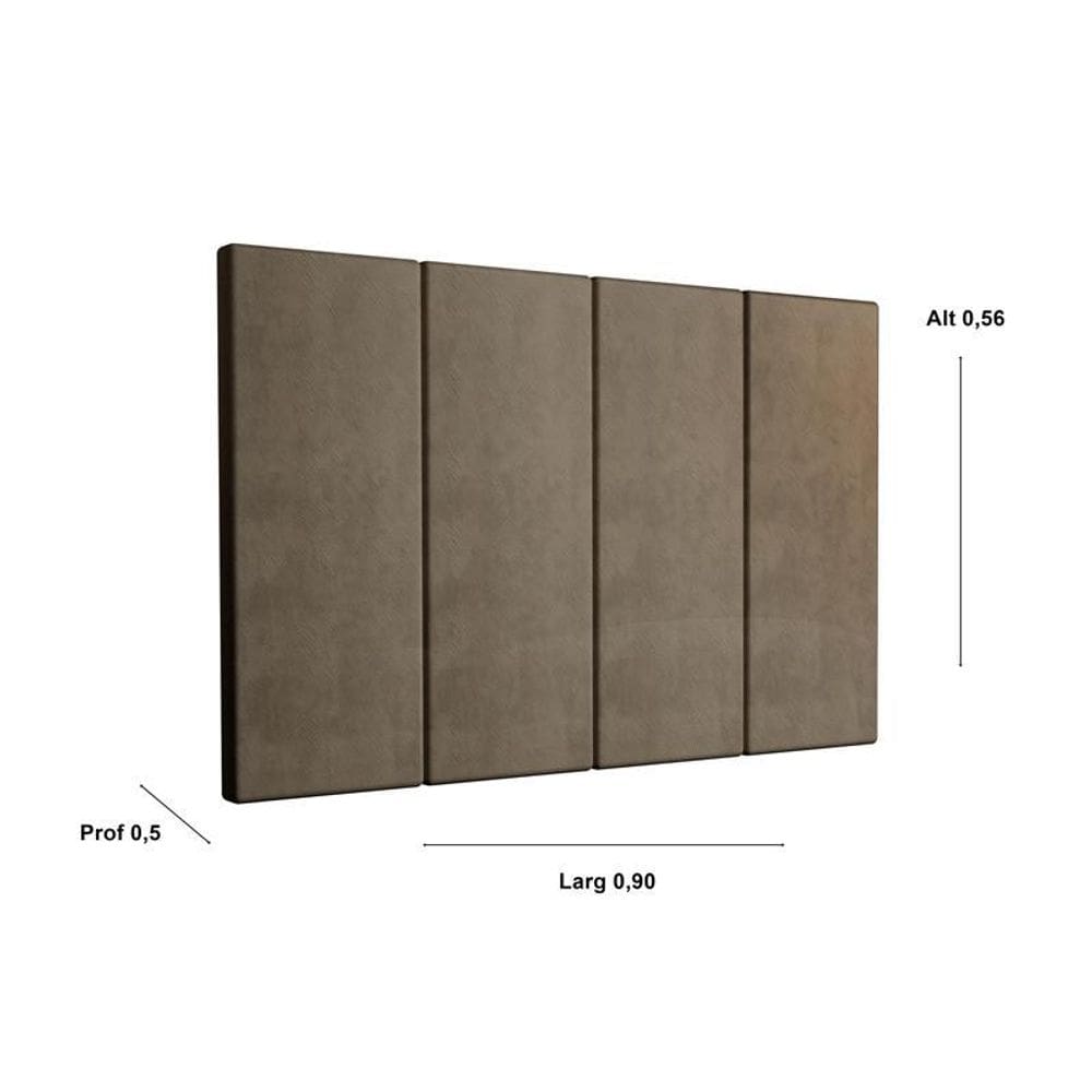 Painel Cama Box Fantasy 0,90 Tecido Suede Cor Marrom Claro
