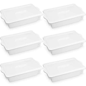 6 Caixas Organizadoras Plasvale 15L Empilháveis Brancas Carnes Vegetais Cozinha