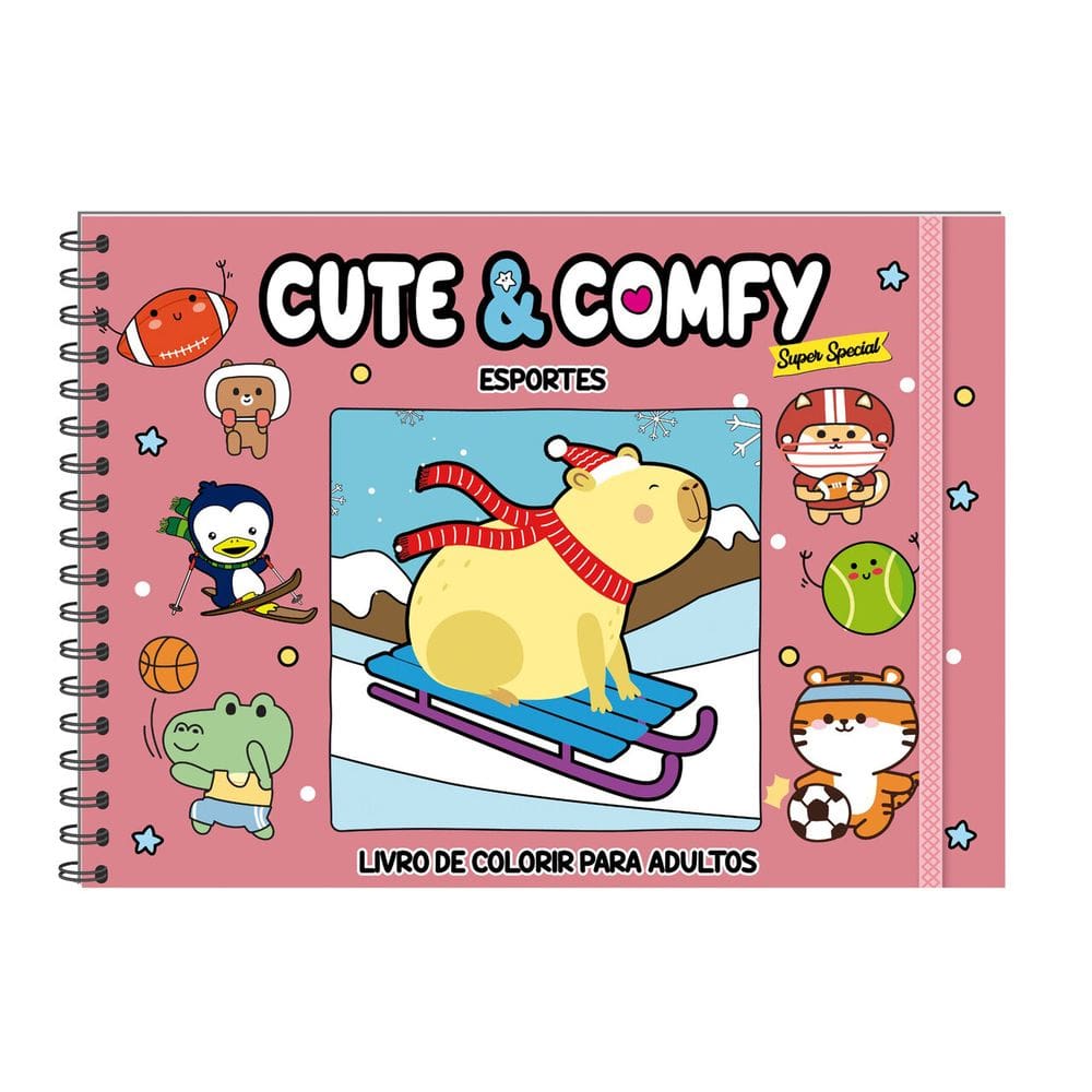Cute & Comfy Super Special 15 - Livro de Colorir Adulto - Esportes ao Ar Livre - Espiral sem Caneta
