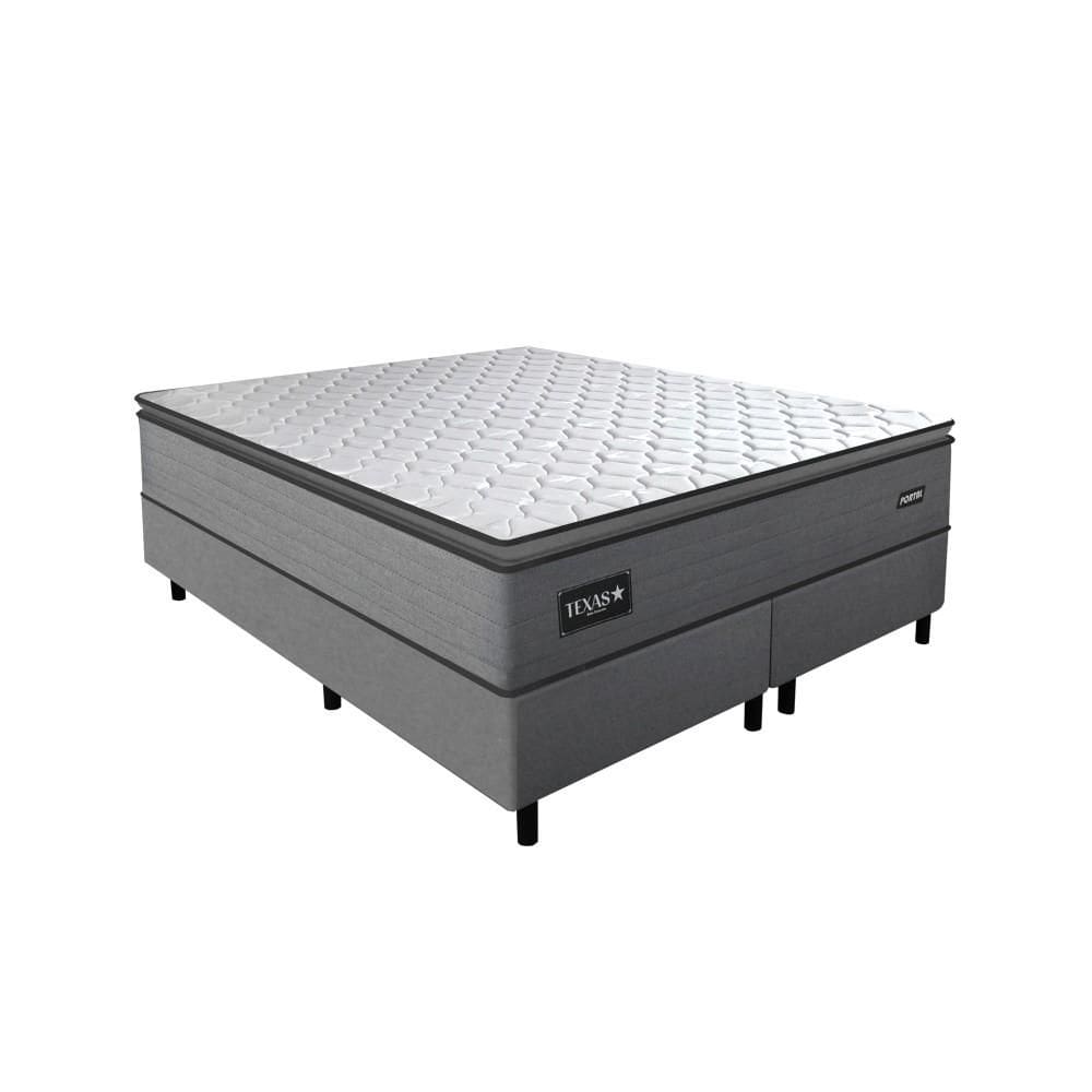 Cama Box Queen Molas Ensacadas Espuma D28 Gazin Texas 158x198x56cm Suede Linho Grafite