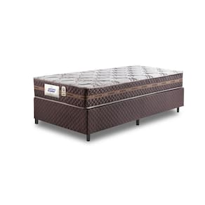 Cama Box Solteiro Molas Ensacadas Espuma D20 Gazin Flora 88x188x49cm Poliester Bordado Marrom/Branco