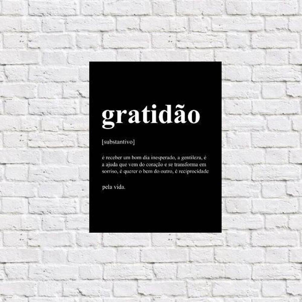 Placa Decorativa Gratidão Significado 18X27Cm