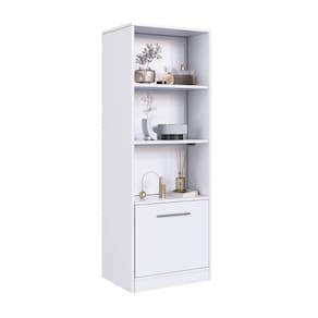 Estante com Compartimento Oculto Branco MDP 3 Prateleiras e 1 Porta Lock Art In Móveis