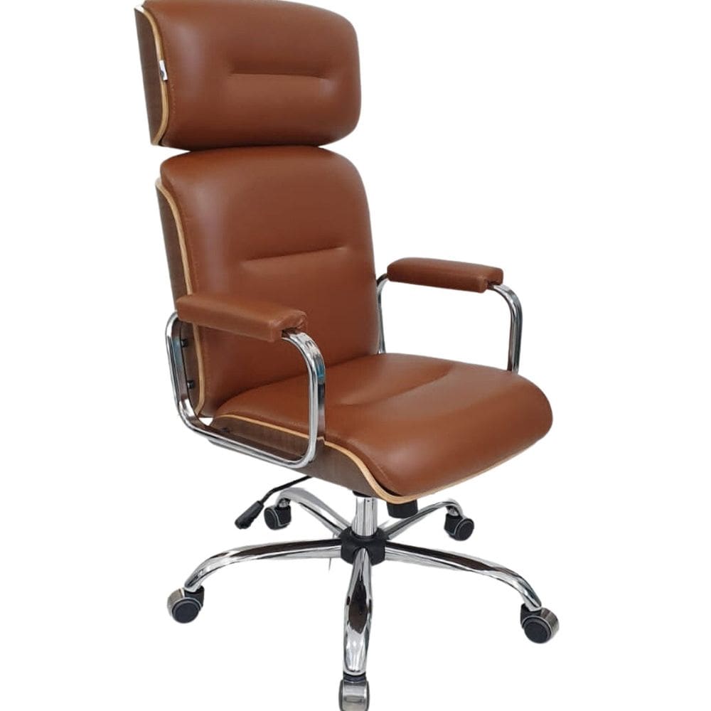 Cadeira Eames único para Escritório com Rodinhas Anti Risco da Linha Capa em Madeira Caramelo
