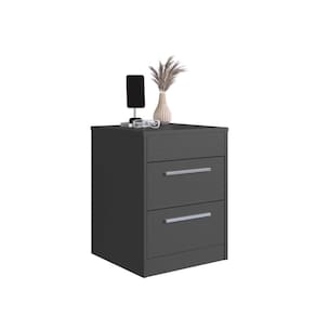 Mesa de Cabeceira com Compartimento Oculto 2 Gavetas Grafite MDP Lock Art In Móveis