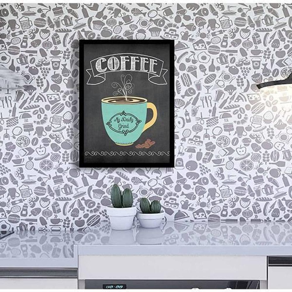Quadro Café Estilo Quadro Negro 24X18Cm - Com Vidro