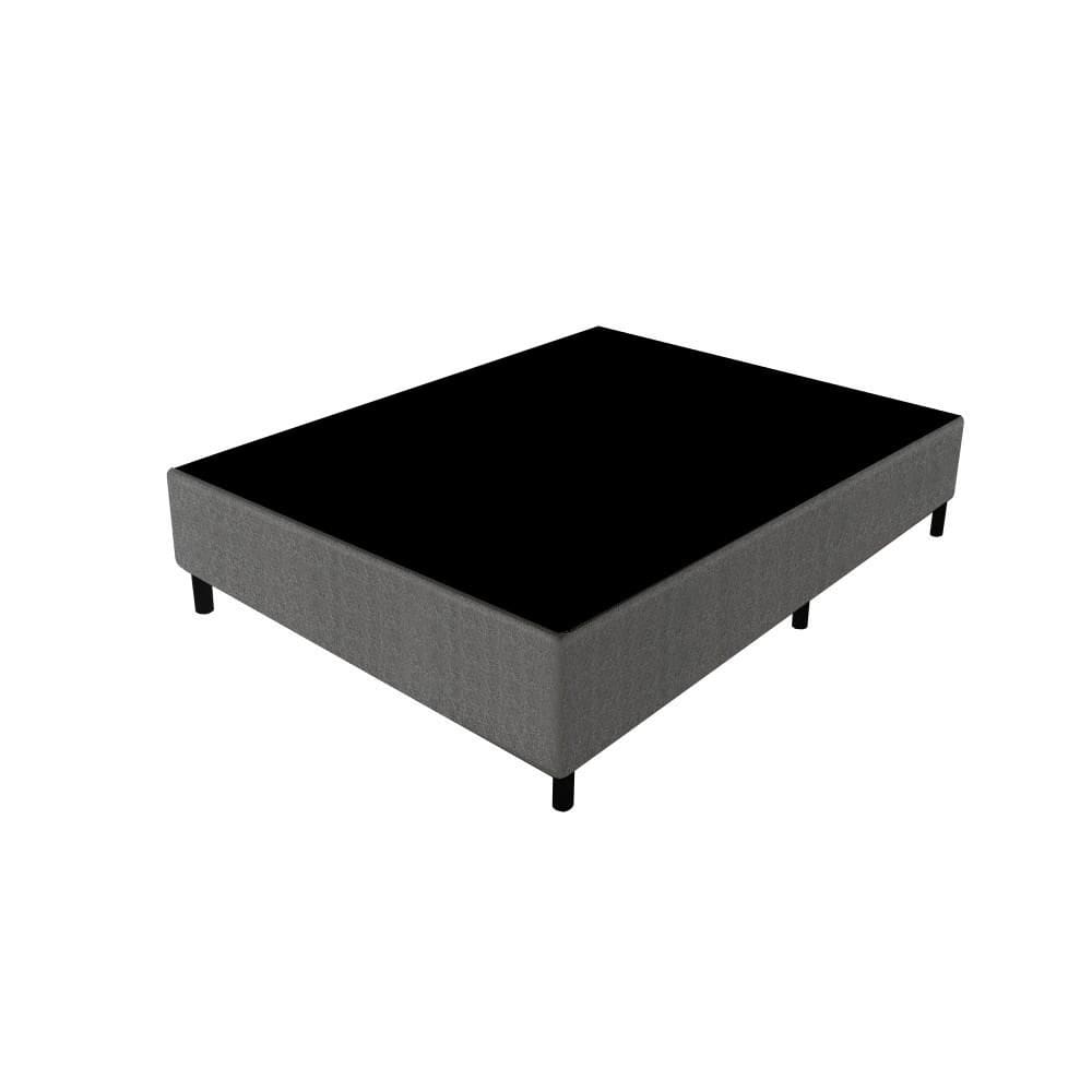 Base Cama Box Casal Gazin 138x188x39cm Poliester Bordado Cinza