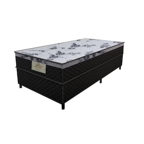Cama Box Solteiro Molas Ensacadas Espuma D20 Gazin Flora 88x188x49cm Poliester Bordado Preto/Branco