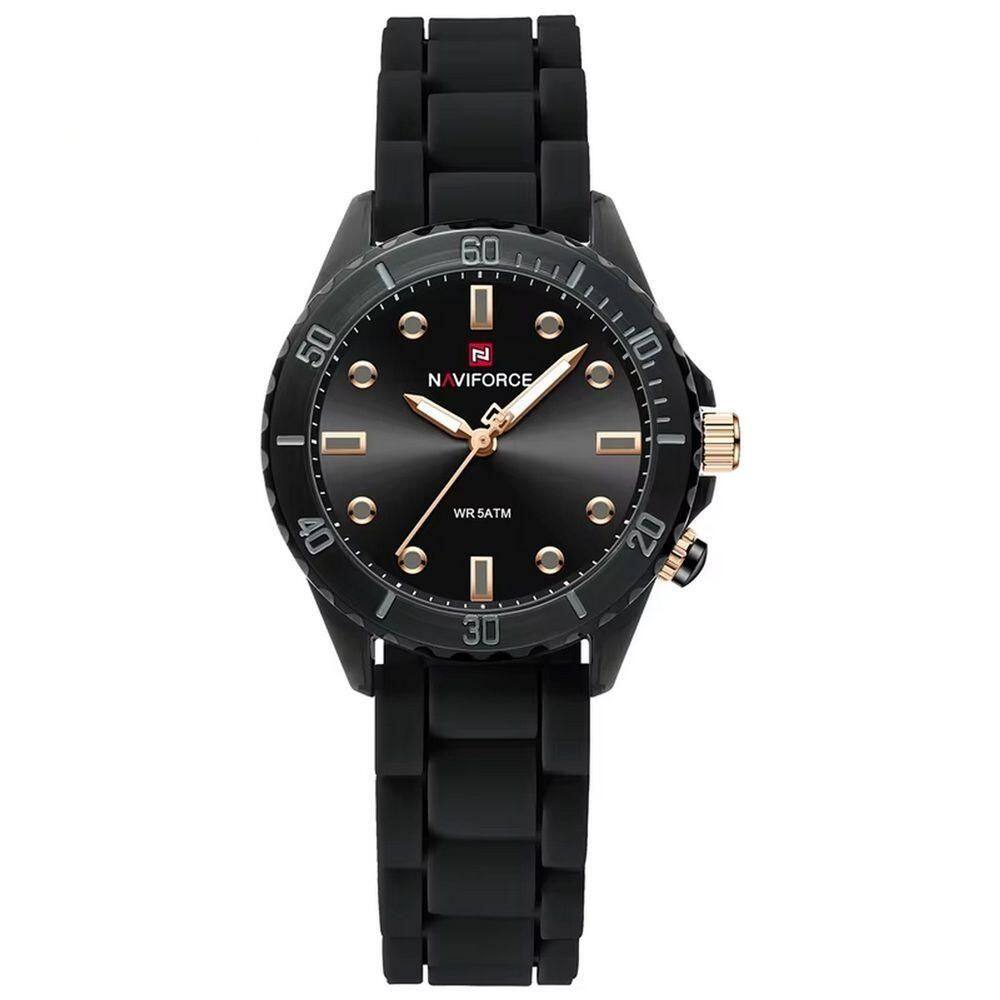 Relógio De Quartzo Feminino Design Casual Pulseira De Silicone 5atm à Prova D´agua Preto