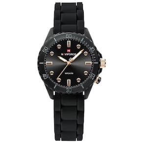 Relógio De Quartzo Feminino Design Casual Pulseira De Silicone 5atm à Prova D´agua Preto
