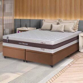 Conjunto Box Baú Marrom Mali Bege Molas Ensacadas King 193x203x77 - King House