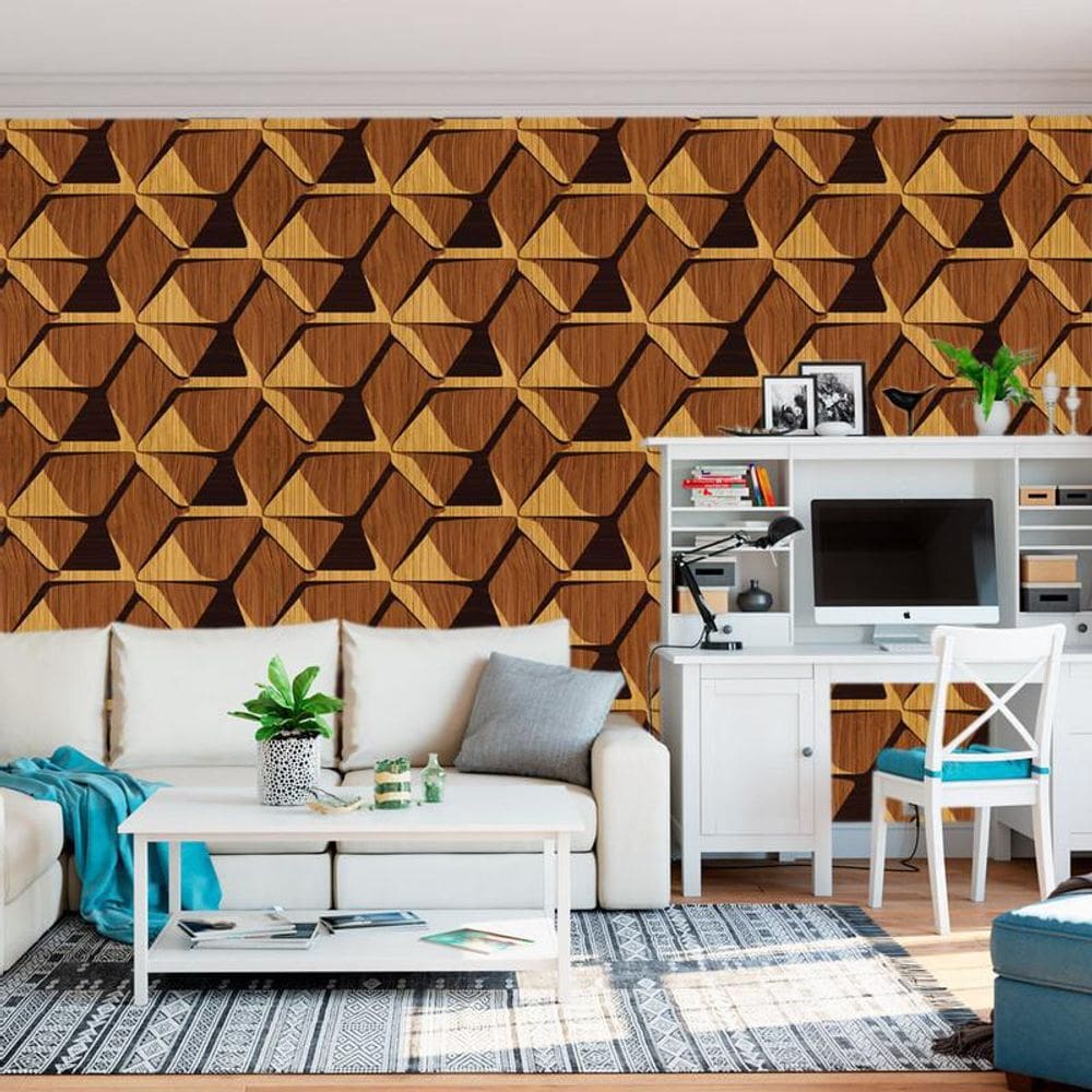 Papel Parede Madeira Tauari Autocolante Sala Quarto Lavável