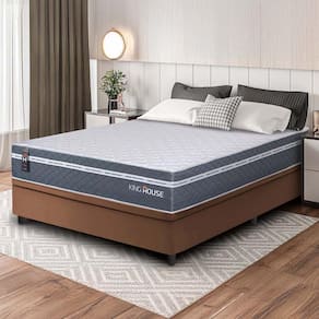 Conjunto Box Baú Marrom Cairo Cinza Molas Ensacadas Casal 138x188x71 - King House