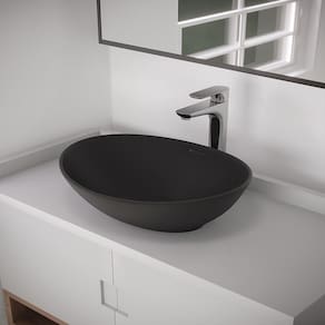 Cuba de Apoio para Banheiro/lavabo Cerâmica Redonda 41 Cm Preto Fosco