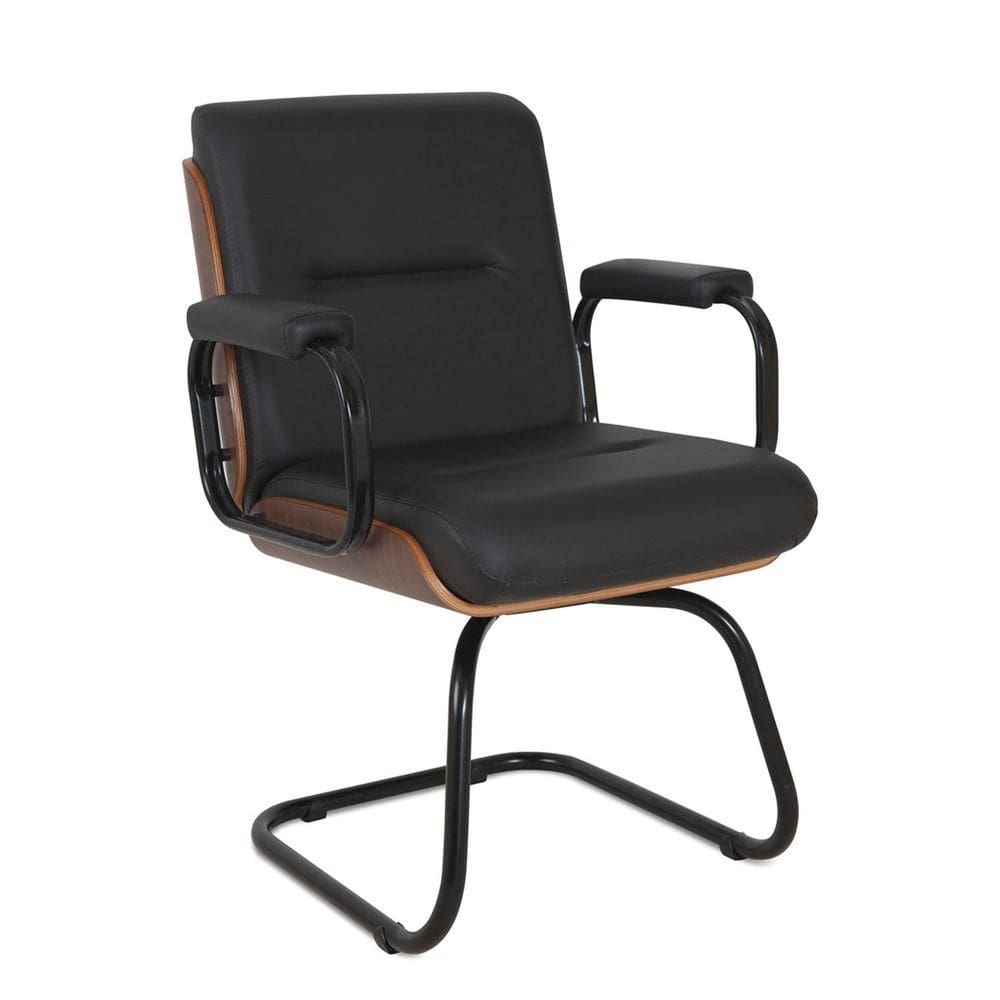 Cadeira Eames único para Escritório com Rodinhas Anti Risco da Linha Capa em Madeira Preto/ Marrom