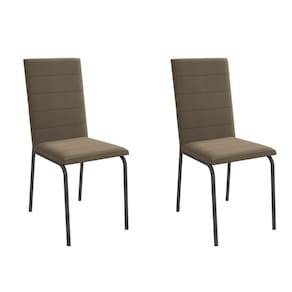 Cadeira de Jantar Kappesberg Amsterdã de Metal Estofado Cor Corino Cappuccino/Preto 2 Unidades