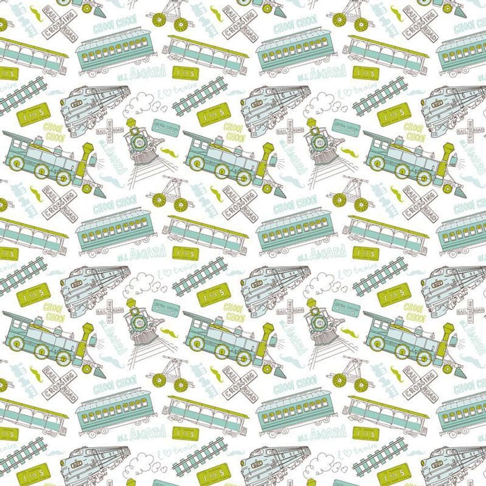 Papel De Parede Locomotiva Vagão Trens Autocolante Lavável