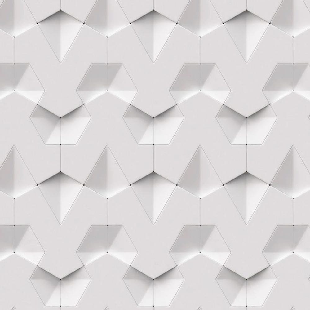 Papel De Parede 3D Pirâmide Hexagano Geometrico Decorativo
