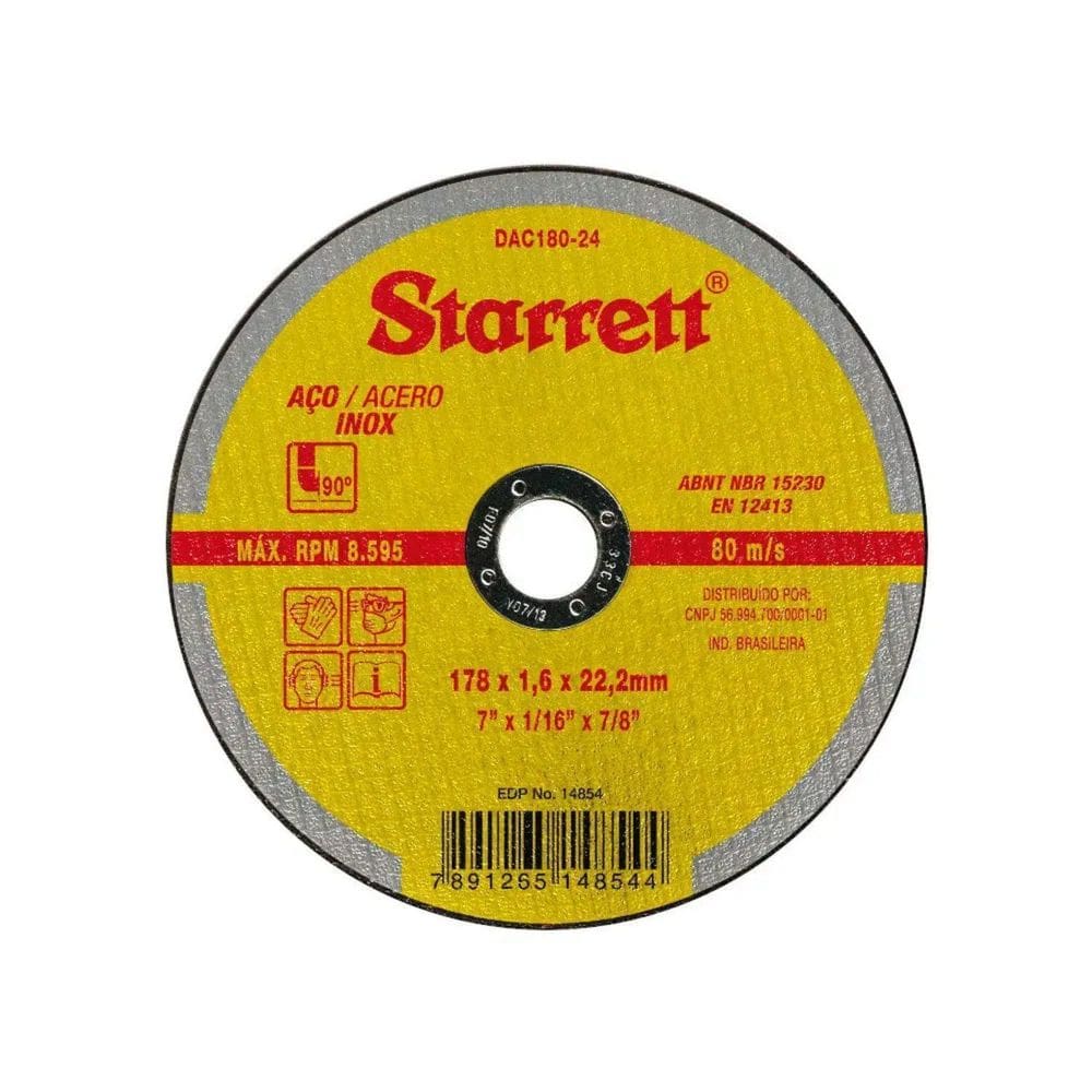 Disco de Corte 7" 178X1,6X22,2mm DAC180-24 Starrett